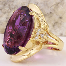 Load image into Gallery viewer, 25.25 Carats Natural Amethyst and Diamond 14K Solid Yellow Gold Ring