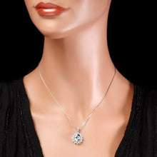 Load image into Gallery viewer, 3.30Ct Natural Aquamarine and  Diamond 14K Solid White Gold Pendant