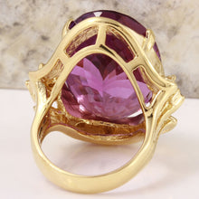 Load image into Gallery viewer, 25.25 Carats Natural Amethyst and Diamond 14K Solid Yellow Gold Ring