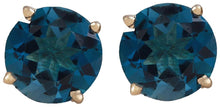 Load image into Gallery viewer, Exquisite Top Quality 4.25 Carats Natural London Blue Topaz 14K Solid Yellow Gold Stud Earrings