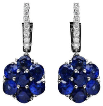 Load image into Gallery viewer, 6.00 Carats Natural Sapphire and Diamond 14K Solid White Gold Earrings