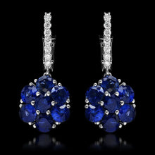 Load image into Gallery viewer, 6.00 Carats Natural Sapphire and Diamond 14K Solid White Gold Earrings
