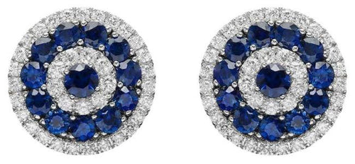 6.20 Carats Natural Sapphire and Diamond 14K Solid White Gold Earrings