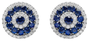 6.20 Carats Natural Sapphire and Diamond 14K Solid White Gold Earrings