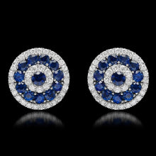 Load image into Gallery viewer, 6.20 Carats Natural Sapphire and Diamond 14K Solid White Gold Earrings