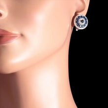 Load image into Gallery viewer, 6.20 Carats Natural Sapphire and Diamond 14K Solid White Gold Earrings