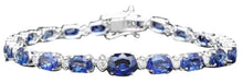Load image into Gallery viewer, 14.50 Natural Blue Sapphire and Diamond 14K Solid White Gold Bracelet