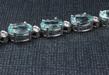 Load image into Gallery viewer, Very Impressive 25.75 Carats Natural Aquamarine &amp; Diamond 14K Solid White Gold Bracelet