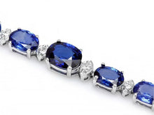 Load image into Gallery viewer, 14.50 Natural Blue Sapphire and Diamond 14K Solid White Gold Bracelet