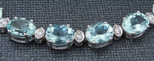 Very Impressive 25.75 Carats Natural Aquamarine & Diamond 14K Solid White Gold Bracelet