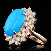Load image into Gallery viewer, 11.30 Carats Natural Turquoise and Diamond 14K Solid Rose Gold Ring