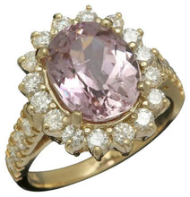 Load image into Gallery viewer, 5.50 Carats Natural Kunzite and Diamond 14K Solid Yellow Gold Ring