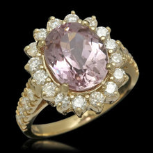 Load image into Gallery viewer, 5.50 Carats Natural Kunzite and Diamond 14K Solid Yellow Gold Ring
