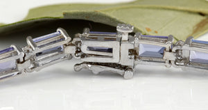 Very Impressive 12.45 Carats Natural Tanzanite & Diamond 14K Solid White Gold Bracelet