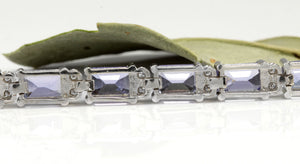 Very Impressive 12.45 Carats Natural Tanzanite & Diamond 14K Solid White Gold Bracelet