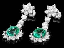 Load image into Gallery viewer, 7.00ct Natural Emerald and Diamond 14K Solid White Gold Earrings