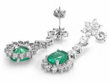 Load image into Gallery viewer, 7.00ct Natural Emerald and Diamond 14K Solid White Gold Earrings