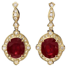 Load image into Gallery viewer, 23.20Ct Natural Ruby and Diamond 14K Solid Yellow Gold Earrings