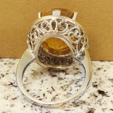 Load image into Gallery viewer, 10.85 Carats Exquisite Natural Unheated Yellow Sapphire and Diamond 14K Solid White Gold Ring
