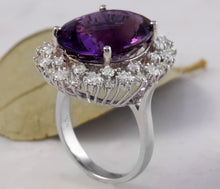 Load image into Gallery viewer, 15.65 Carats Natural Amethyst and Diamond 14K Solid White Gold Ring