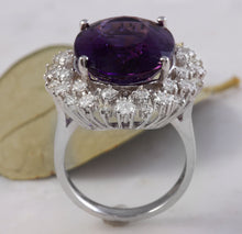 Load image into Gallery viewer, 15.65 Carats Natural Amethyst and Diamond 14K Solid White Gold Ring