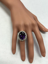 Load image into Gallery viewer, 15.65 Carats Natural Amethyst and Diamond 14K Solid White Gold Ring