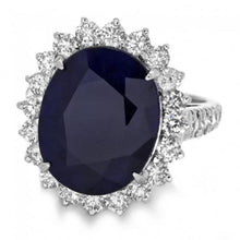 Load image into Gallery viewer, 13.50 Carats Exquisite Natural Blue Sapphire and Diamond 14K Solid White Gold Ring