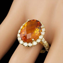 Load image into Gallery viewer, 8.10 Carats Natural Citrine and Diamond 14K Solid Yellow Gold Ring
