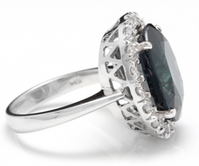 Load image into Gallery viewer, 12.15 Carats Exquisite Natural Blue Sapphire and Diamond 14K Solid White Gold Ring