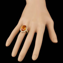 Load image into Gallery viewer, 8.10 Carats Natural Citrine and Diamond 14K Solid Yellow Gold Ring