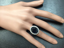Load image into Gallery viewer, 12.15 Carats Exquisite Natural Blue Sapphire and Diamond 14K Solid White Gold Ring