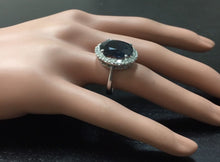 Load image into Gallery viewer, 12.15 Carats Exquisite Natural Blue Sapphire and Diamond 14K Solid White Gold Ring