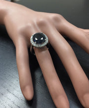 Load image into Gallery viewer, 12.15 Carats Exquisite Natural Blue Sapphire and Diamond 14K Solid White Gold Ring