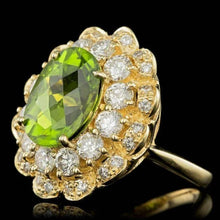 Load image into Gallery viewer, 7.60 Carats Natural Peridot and Diamond 14K Solid Yellow Gold Ring