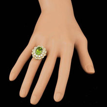 Load image into Gallery viewer, 7.60 Carats Natural Peridot and Diamond 14K Solid Yellow Gold Ring