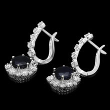 Load image into Gallery viewer, 6.70 Carats Natural Sapphire and Diamond 14K Solid White Gold Earrings
