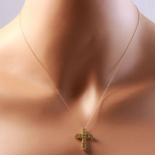 Load image into Gallery viewer, 1.20 Carat Natural Green Peridot 14K Solid Yellow Gold Cross Pendant with Chain