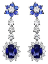 Load image into Gallery viewer, 4.90 Carats Natural Sapphire and Diamond 14K Solid White Gold Earrings