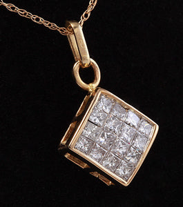 Splendid .90 Carats Natural Diamond 14K Solid Yellow Gold Pendant Necklace