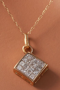 Splendid .90 Carats Natural Diamond 14K Solid Yellow Gold Pendant Necklace