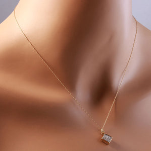 Splendid .90 Carats Natural Diamond 14K Solid Yellow Gold Pendant Necklace