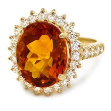 Load image into Gallery viewer, 9.00 Carats Natural Citrine and Diamond 14k Solid Yellow Gold Ring