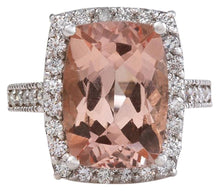 Load image into Gallery viewer, 13.65 Carats Exquisite Natural Morganite and Diamond 14K Solid White Gold Ring