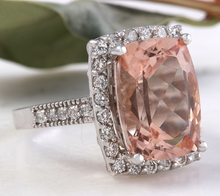 Load image into Gallery viewer, 13.65 Carats Exquisite Natural Morganite and Diamond 14K Solid White Gold Ring