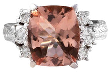 Load image into Gallery viewer, 6.65 Carats Exquisite Natural Morganite and Diamond 14K Solid White Gold Ring