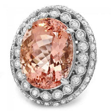 Load image into Gallery viewer, 17.80 Carats Natural Morganite and Diamond 14K Solid White Gold Ring