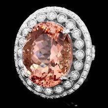 Load image into Gallery viewer, 17.80 Carats Natural Morganite and Diamond 14K Solid White Gold Ring