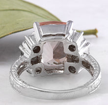 Load image into Gallery viewer, 6.65 Carats Exquisite Natural Morganite and Diamond 14K Solid White Gold Ring