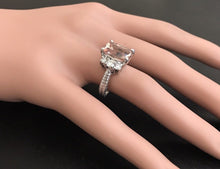 Load image into Gallery viewer, 6.65 Carats Exquisite Natural Morganite and Diamond 14K Solid White Gold Ring