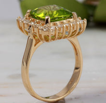 Load image into Gallery viewer, 5.30 Carats Natural Very Nice Looking Peridot and Diamond 14K Solid Yellow Gold Ring
